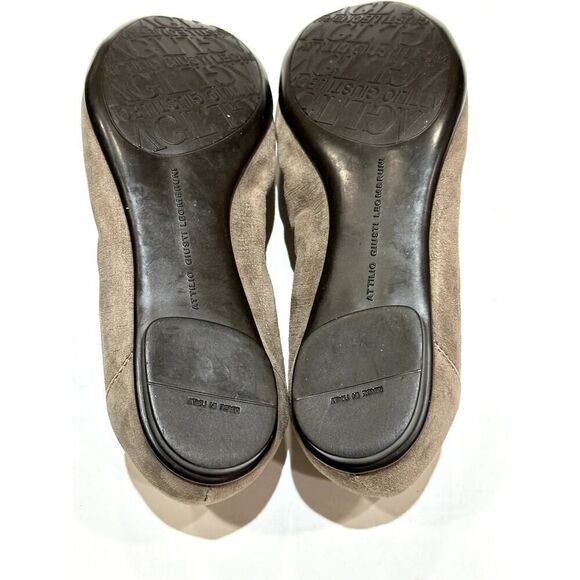 AGL Women's Reptile Print Suede Leather Ballet Flats Taupe Size 37 - Picture 10 of 13